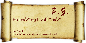 Petrányi Zénó névjegykártya